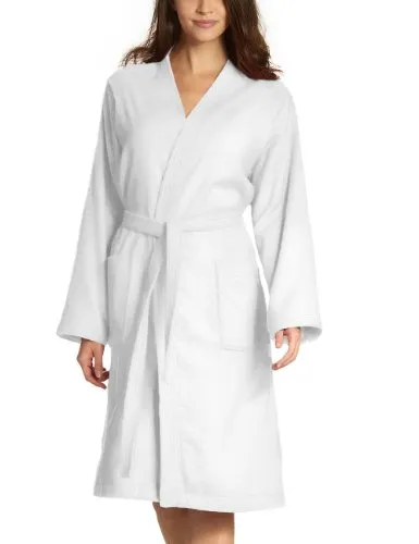 Vossen Damen Dallas Bademantel - Weiß (weiß 030), Größe 50 (XL) - Bademantel für Damen aus 100% Baumwolle, weich und bequem mit abgesteppter Blende, perfekt für entspannte Stunden zu Hause.