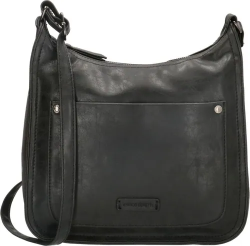 Damen Tasche Schultertasche Umhängetasche Crossover Bag Leder Optik Handtasche Schwarz
