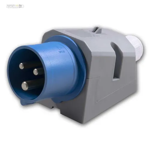 CEE Gerätestecker IP44, 16A/250V, blau/grau, 3-polig Geräteanschluss Stecker