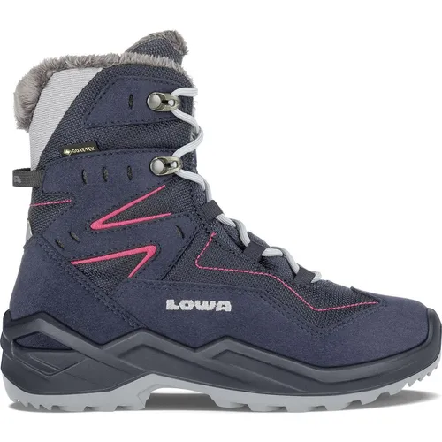Lowa Kinder Lino GTX Hi Schuhe - Wasserdichte Winterstiefel in Größe 30, blau - Wanderschuhe für Kinder, hoch geschnitten und ideal für warme, trockene Füße bei Schnee und Winterabenteuern.