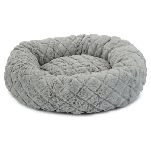 Beeztees Katzenbett Levisa Plüsch grau 43x43cm - Anti-Slip, waschbar 30°C