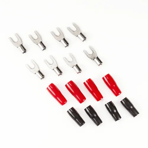 Gabelkabelschuhe für Kabel bis 4,0qmm, D=4,2mm, 8 Stück, (4xRot,4xSchwarz)