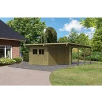 Karibu Doppelcarport Eco - Carport aus standfestem Nadelholz, ideal für PKW und Motorräder. Wetterfeste PVC-Dachplatten bieten optimalen Schutz gegen alle Witterungen.