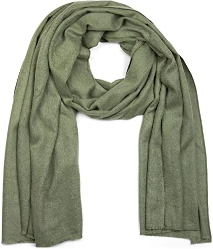 styleBREAKER weicher Stola Schal in Unifarben mit Fransen, Tuch, Unisex 01017070, Farbe:Jadegrün