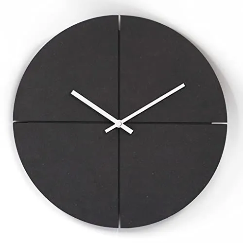 K&L Wall Art Lautlose MDF Holz Wanduhr Schwarz Retro - Moderne Wanduhren aus MDF Holz mit lautlosem Quarz Uhrwerk, ideal für Küche, Büro oder Schlafzimmer. Die minimalistischen Alu-Zeiger ermöglichen eine einfache Zeitablesung.
