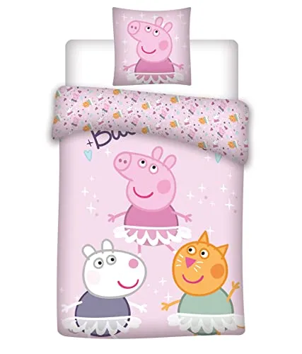 Peppa Pig Dekbedovertrek - Bettwaren-Set für Kinder, mit lustigem Peppa Pig Design für süße Träume und ein fröhliches Kinderzimmer.
