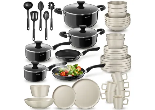 tectake Kochbesteck-Set 45-tlg. – Küchenstarterset