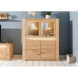 Highboard Wildeiche 123x40x142 beige geölt KENT #204