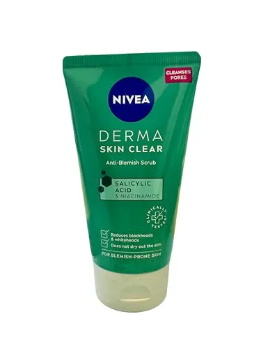 NIVEA Derma Skin Clear Scrub, Peeling Gesichtspeeling, Salicylsäure Gesichtspeeling, angereichert mit Niacinamid, um Poren zu lösen und Hautstrukturen zu verfeinern, 150 ml