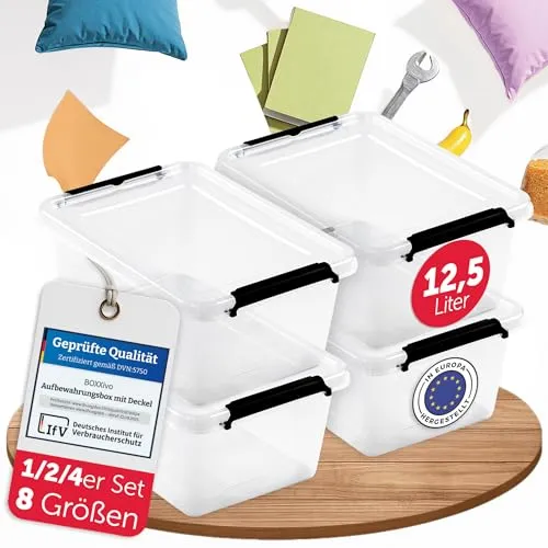 BOXXivo Aufbewahrungsboxen mit Deckel 12,5l im 4er Set von BOXXivo