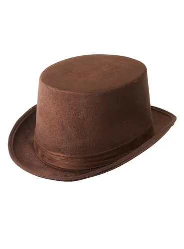 Metamorph Kostüm Zylinderhut Veloursoptik braun - Eleganter Kutscherhut in brauner Veloursoptik, ideal für Kostüme und besondere Anlässe. Einheitsgröße für Erwachsene, perfekt für den viktorianischen Look.