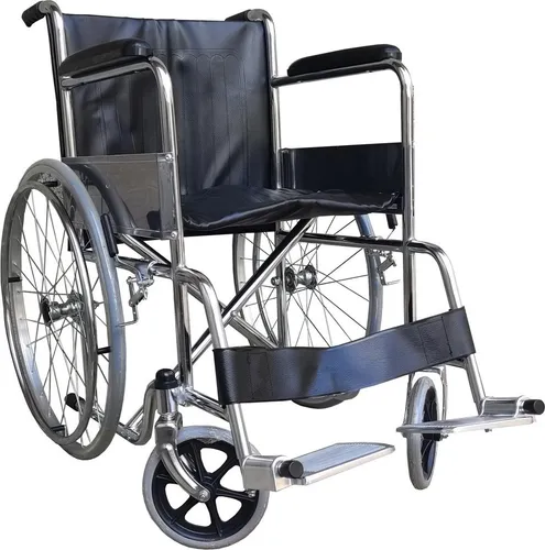 Klappbarer Stahlrollstuhl mit gepolsterten Armlehnen