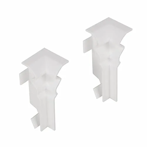 PROVISTON | Innenecken für | Sockelleiste | Berliner Profil | 16 x 58 mm | MDF foliert | Weiß | annährend RAL 9016 | Hamburger Fußleiste | 2 Stück