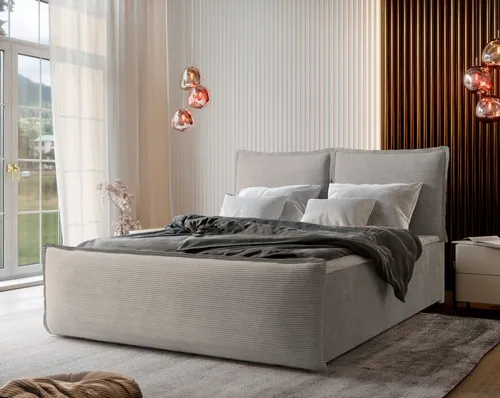 Masseno Boxspringbett MONTA 160x200 cm - Beige - Elegantes Kontinentalbett mit Bonell-Matratze, praktischem Bettkasten und komfortablem Topper für erholsamen Schlaf und stilvolle Einrichtung.