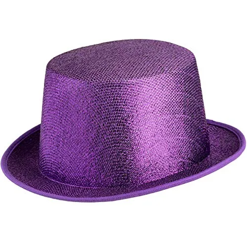 dressforfun 901029 Unisex Glitzer Zylinder Show Hut, nach oben gewölbte Krempe, stabile Form - diverse Farben - (lila | Nr. 304587)