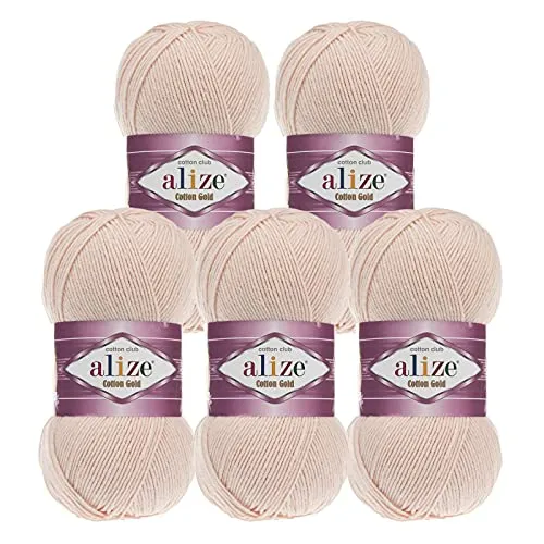 100g Strickgarn Alize Cotton Gold Uni Klassikgarn Häkelgarn Strick-Wolle Farbwahl 5 x