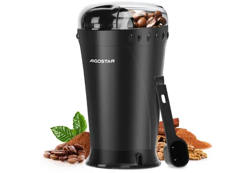 Aigostar Kaffeemühle Elektrisch Gewürzmühle Kaffee Mühle, Elektrische Propellermühlen, 200 W, Edelstahl Schlagmesser, 60,00 g Bohnenbehälter, Versions-Upgrades, 150 W & 200 W nach dem Zufallsprinzip ausgeliefert