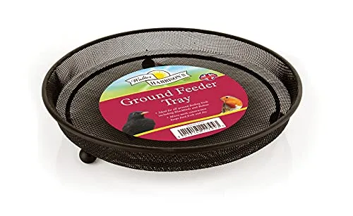 Walter Harrison's Vogelfutterstation, robuster Metallboden, Wildgarten-Vogelfutterstation, schwarzes Netz-Futtertablett – 22 cm