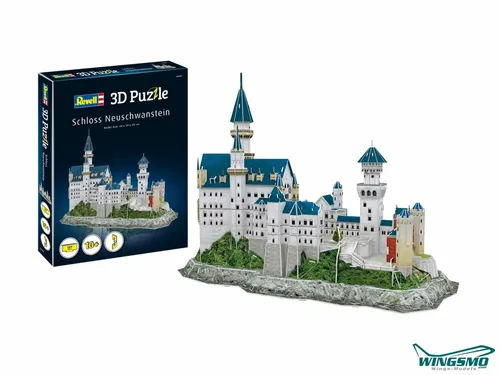 Revell 205 Schloss Neuschwanstein 3D-Puzzle - Detailliertes Modell mit 121 Teilen für kreativen Familienspaß ohne Klebstoff!