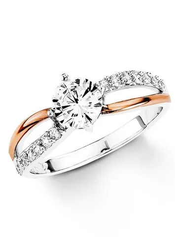 Amor Ring 925 Sterling Silber Damenring mit Zirkonia in pink von Amor