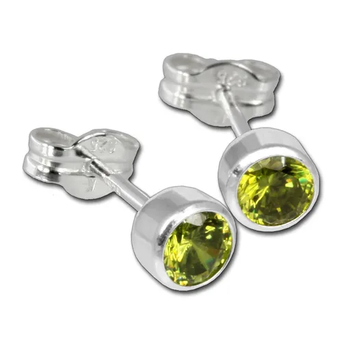 SilberDream Ohrringe 5mm für Damen 925 Silber Ohrstecker Zirkonia grün SDO503M