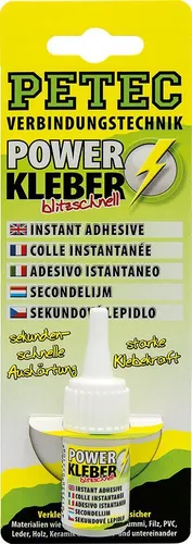 Petec Gummiklebstoff POWER KLEBER blitzschnell Sekundenklebstoff 93410