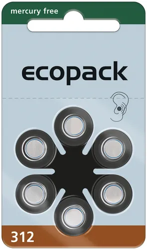 Typ 312 PR41 Ecopack Hörgerätebatterien 1,45 V - Braun - 6 Stück
