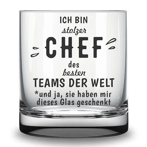 Glas mit Gravur Geschenk für Chef Whiskyglas witziges Geschenk hochwertiges Glas