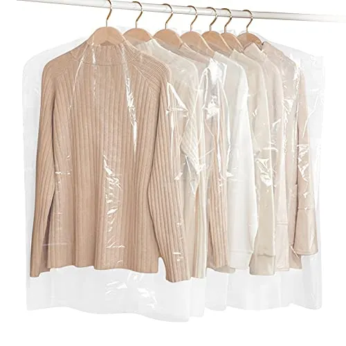 Kleidersäcke 30 Stück Durchsichtige Kleiderschutz Staubdicht Kleiderhülle Wasserdicht Staubschutz Schutzschild für Anzüge Kleider Sakkos Hemden 60 x 90 cm