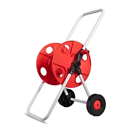 Grafner Schlauchwagen für Gartenschläuche, mobil und stabil - Schlauchwagen für bis zu 45m Schlauch (1/2 Zoll), leicht manövrierbar durch stabile Räder und große Handkurbel - ideal für eine mühelose Bewässerung Ihres Gartens.
