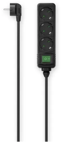 Hama Steckdosenleiste 3-fach mit Schalter, 3m Kabellänge, erhöhtem Berührungsschutz und praktischen 45° Steckdosen für mehr Platz und Sicherheit - 