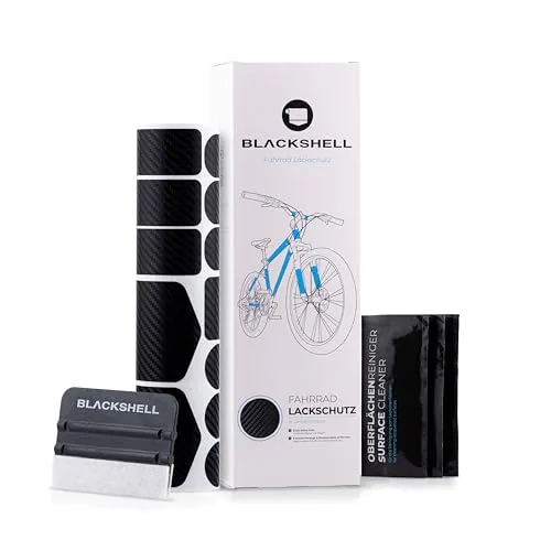 Blackshell® Fahrrad Schutzfolie - starker Rahmenschutz für z.B. Trekkingrad, MTB, Rennrad oder E-Bike - 24-teilig in Carbon Schwarz - Steinschlagschutz-Set