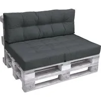 Beautissu Palettenkissen Set für Outdoor-Möbel – 1x Sitzkissen 120x80cm & 1x Rückenkissen 120x40cm in Grau - Stylisches Palettenkissen Set für Europaletten, ideal für Balkon und Garten. Robuste Polyester-Oberfläche, pflegeleicht und bequem dank hochwertiger Schaumstofffüllung. Perfekte Passform für Ihre Palettenmöbel.