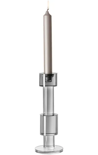 Fink Kerzenhalter Bodi aus Kristallglas Grau (27cm) - Eleganter Kerzenständer aus hochwertigem Kristallglas, ideal für stilvolle Wohnräume und festliche Anlässe.