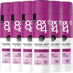 8x4 Deo Spray BLOOMY BEAT 6 x 150ml Mix aus blumig und orientalisch