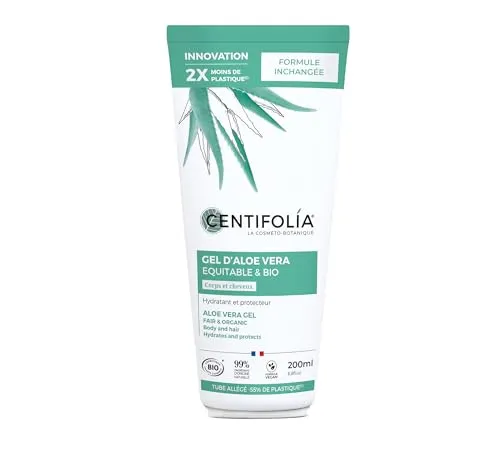 CENTIFOLIA Bio-Aloe Vera-Gel | spendet Feuchtigkeit & beruhigt | schnelle Absorption | fair & Bio | leichte Textur | Gesicht, Körper & Haar | 99 % natürlich | hergestellt in Frankreich | Bio | 200 ml
