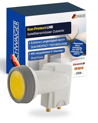 SCHWAIGER Twin LNB digital Sun Protect I Low Noise Blockconverter für 2 Teilnehmer I extrem wetterfest & geeignet für Multifeedanlagen I SAT-Zubehör für störungsfreien Empfang I hellgrau