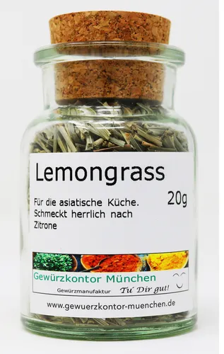 Lemongrass, Zitronengras getrocknet 20g Glas Gewürzkontor München