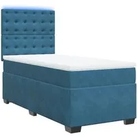 vidaXL Boxspringbett mit Matratze Blau 90x200 cm Samt – Komfort für erholsame Nächte - Betten: Boxspringbett mit hochwertiger Taschenfederkernmatratze und anpassbarem LED-Ambiente für maximalen Schlafkomfort und Entspannung.