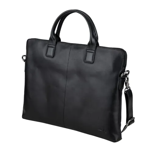 M A N T A Echtleder Laptoptasche 16-Zoll, Stilvoll & Modern, Aktentasche handgearbeitet, Notebooktasche aus Leder, Edle Businesstasche, Umhängetasche, Dokumententasche, Schultertasche, Laptop-Sleeve