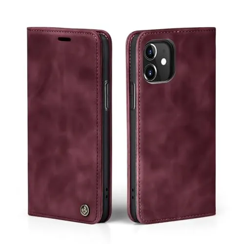 LBH Handyhülle für Apple iPhone 11 in Weinrot mit Karten- und Geldfach Smartphone Hülle mit Standfunktion Flip Case Schutzhülle Magnetverschluss Vintage