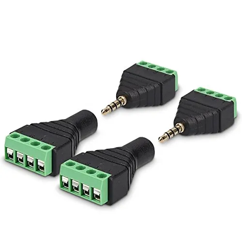 kwmobile 2X 3,5 mm Klinkenstecker Adapter - Klinke auf 4-Pin Audio Kabel Terminal Block Set - Terminalblock 3.5 mm Klinke 4-polig - Schraubbefestigung