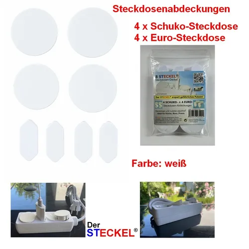 Stück weiße Steckdosen-Abdeckungen ES-204194.B44 Staubschutz 4xEuro+4xSchuko 8