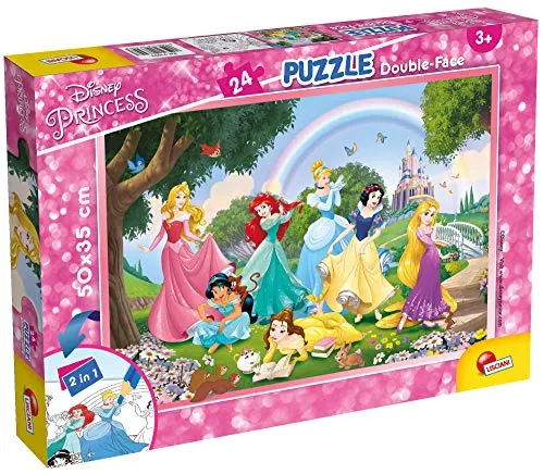 Liscianigiochi 73993 Italy, DISNEY Doppelseitiges Puzzle 24 Stück PRINCESS, 50X35 cm
