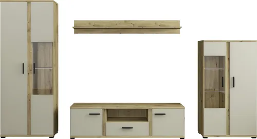 Bega Consult TV-Wand Wohnwand KANADA braun - Wohnzimmerschränke aus hochwertigem Holzwerkstoff in edlem Eichenlook, ideal für ein modernes Wohnambiente und viel Stauraum.