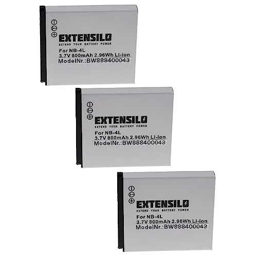 EXTENSILO 3X Akku kompatibel mit Canon Digital Ixus i Zoom, Wireless Kamera (800 mAh, 3,7 V, Li-Ion)