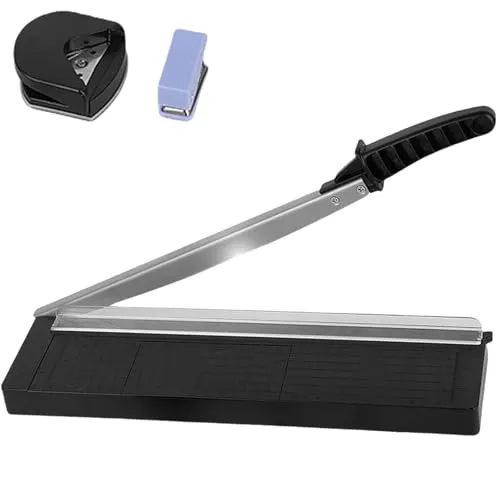 Papierschneider A4, Schneidemaschine, Kompakt 34 cm, Präzise Schneidemaschiene bis zu 8 Blätter A4-B7 (80g/m²), Präzision, Papierschneidemaschine, Hebelschneider Schere für Papier und Fotos