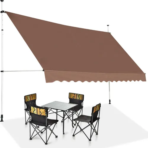GOPLUS Klemmmarkise 350 cm – Höhenverstellbare Terrassenmarkise ohne Bohren - Praktische Klemmmarkise mit UV-beständigem Oxford-Tuch für effektiven Sonnenschutz. Flexibel einstellbare Höhe und einfacher Aufbau ohne Bohren – ideal für Terrasse oder Balkon.