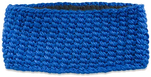 styleBREAKER Damen breites Grob gehäkeltes Stirnband einfarbig, Thermo Fleece Futter, Tube Schal, Winter Headband 04026050, Farbe:Blau