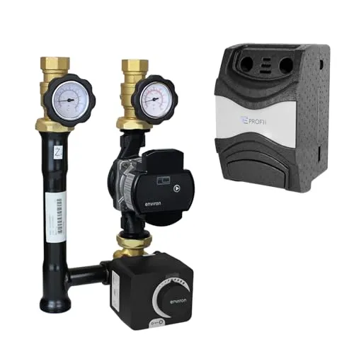 ENVIRON - Pumpengruppe Profimix EN001T DN25 mit Drei-Wege-Mischer, Stellmotor 230V und Hocheffizienzpumpe | Heizung Fußbodenheizung Mischer Heizungsmischer Umwälzpumpe (Environ Ecostar II 25/6)
